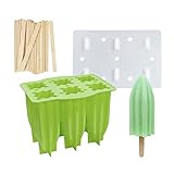 unhg Popsicle Molds - Silikon 6 Mulden Eiscremeform mit 50 Holzstäbchen