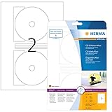 HERMA 8624 CD DVD Etiketten inkl. Zentrierhilfe blickdicht, 10 Blatt, Ø 116 mm MAXI, 2 pro A4...