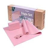 Myga Yoga Starter Kit | Komplettes Set mit Yogamatte, Yogablock & Gurt | rutschfest & Unterstützend...