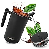 Goldviver®| Premium French Press 1L | Kaffeepresse Stainless Steel S-304 Edelstahl| Thermokanne...