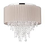 Relaxdays Deckenlampe Kristall, Lampenschirm aus Organza, G9-Fassung, 5-flammige Deckenleuchte, 39 x...
