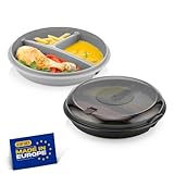 Winkly® Bento-Schüssel, 2er Set Mikrowellen Teller, Mikrowellengeschirr, Multischale mit 3...