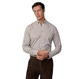 Hackett London Herren 3-farbig gebürstetes Gingham Hemd, Braun (Brown), XS