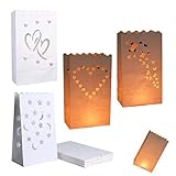 20 Stück Papier Lichttüten Lichtertüten Candle Bags Weiße Kerzentüten Teelichter Kerzen...