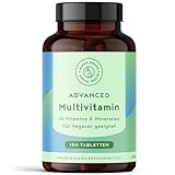 Multivitamin Tabletten Hochdosiert - 180 vegane Stück mit 26 A-Z Vitamine & Mineralien -...