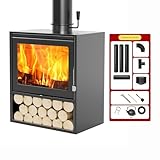 Gusseisen Holzofen 15 Kw, Wohnzimmer Heizkamin, Panorama-echtfeuer-ofenheizung, Neuer Robuster...