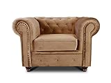 Sessel Chesterfield Asti - Couch, Couchgarnitur, Couchsessel, Loungesessel, Stühl, Holzfüße -...