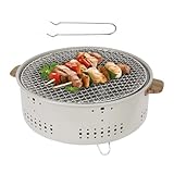 tragbarer Holzkohlegrill,Tragbarer Holzkohlegrill - BBQ-Grill mit verbrühsicheren Griffen,...