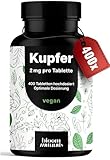 Kupfer Tabletten - 400 Stück x 2 mg Kupfer aus KupferBisglycinat - optimal hochdosiert - Copper,...