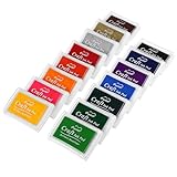 Kesote Stempelkissen Set, 15 Farben Stempelfarbe Stempel Tinte für Kinder Papier Handwerk Stoff...