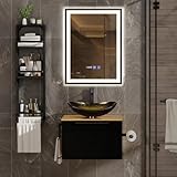 ZealWe Badmöbel Set 3 TLG Waschbecken mit Unterschrank 60 cm, Waschbeckenunterschrank mit Wandregal...