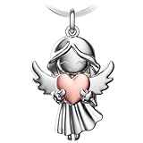 Cadimus Schutzengel Schlüsselanhänger mit Herz, Glücksbringer Langhaariger Engel, Geschenke für...