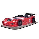 Coemo VENTO Sport Autobett Rot im Rennwagen-Design Kinderbett 90x200 mit Lattenrost und Sportpaket...