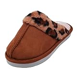 JOMIX Hausschuhe Damen Winter Warme Pantoffeln mit Gefüttert Leopard Slippers Plüsch Puschen...