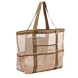 Netz-Strandtaschen für Frauen: Faltbare Pooltasche mit 8 Taschen, große Kapazität, wasserdichte...