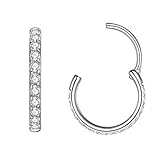 Popuhoops 0,8mm Silber Nasenringe Zirkonia Knorpel Ohrring Klar CZ Hoop Septumring Segmentring...