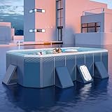 Faltbarer Swimmingpool für Kinder und Erwachsene – Tragbarer rechteckiger Pool mit stabiler...