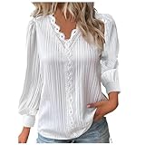 KOG Sale Damen Langarmshirt Damen Langarm Bluse Einfarbige Bekleidung Retro Baumwolle Hemd Frauen...