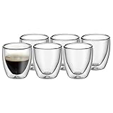 WMF Kult doppelwandige Espressotassen Glas Set 6-teilig, doppelwandige Gläser 80ml, Schwebeeffekt,...
