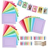 30 Stück Papier Fotorahmen, Bilderrahmen Bunt 11,5*15,5cm in 10 Farben mit Holzklammern Klein &...