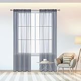NINGBAI 2Er Set Voile Vorhang Sheer 270 x 260 cm Polyester Ösenschal Transparent Wohnzimmer Luftig...