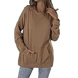 Aosufei Damen-Tunika-Oberteil, lässig, langärmelig, Rundhalsausschnitt, dehnbar, lockere Passform,...