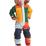 Schneeanzug Kinder Jungen Skianzug Skioverall mit Kapuze Schneeanzug Wasserdicht Atmungsaktiv...