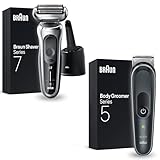 Braun Series 7 Flex mit Reinigungsstation, Trimmer & Rasierer Herren Elektrisch, silber +...