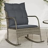 HOMEELIKE Garten-Schaukelstuhl mit Kissen Grau Poly Rattan