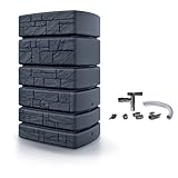 Kreher XXL Wassertonne Tower Stone mit Wasserhahn und Füllautomat. Tolle Stein Optik in Anthrazit,...