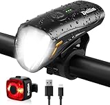 Deilin Fahrradlicht Set, bis zu 70 Lux LED Fahrradbeleuchtung USB Aufladbar Fahrradlampe, IPX5...