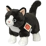 Hermann Teddy Collection 918202 - Plüsch-Katze stehend, 20 cm, schwarz/weiß