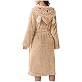 Generisch Bademantel Damen Lang Winter, Morgenmantel Damen Langarm Saunamantel Mit Kapuze Hausmantel...