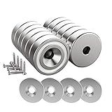 Magnetpro 12 Stück Magnete 10 KG Kraft 20 x 7 mm mit Loch und Kapsel, Senkkopf-Topfmagnet mit...