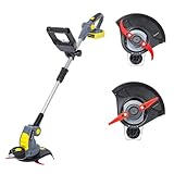 FANZTOOL Akku Rasentrimmer 20V, inkl. 2Ah Akku, Ladegerät, Gerade Messer für Glatt- und...