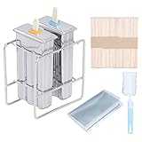 Edelstahl-Eiscreme, DIY-Eisbereiter-Set, runde und flache Eisform mit Deckel, Stäbchen,...