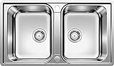 BLANCO LEMIS 8-IF - Doppelspüle für die Küche für 80 cm breite Unterschränke - Edelstahl - Mit...