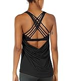 icyzone Damen Sport Tops mit Integriertem BH - 2 in 1 Yoga Gym Shirt Fitness Training Tanktop (L,...