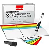 GAUDER Magnetstreifen beschreibbar | Magnetschilder zum Beschriften | Magnetkarten für Kanban...