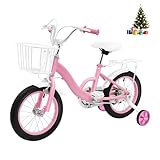 HUOMMGS 14 Zoll Kinderfahrrad Upgraded Trainingsfahrrad mit Stützrädern, Rücksitz, Korb...