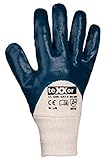 (12 Paar) teXXor Handschuhe Nitril-Handschuhe Strickbund 12 x beige/blau 10