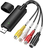 USB 2.0 Audio Video Grabber Konverter, VHS zu Digital DVD für Windows PC Videobearbeitung Hi8...