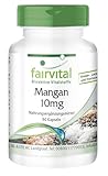 Fairvital | Mangan Kapseln 10mg - 90 Kapseln - HOCHDOSIERT - aus Mangangluconat - Vegan -...