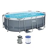 Bestway Power Steel Frame Pool Set mit Filterpumpe 305 x 200 x 84 cm, grau, oval