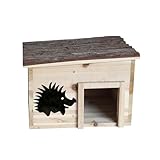 Igelhaus Holz – 32 x 26 x 21 cm – Unbehandelt – Mit Rindendach