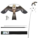 Laptony Bird Scarer Flying Kite Crops Farm Protector Bird Hawk Flying Kite mit 4 m Teleskopstange...