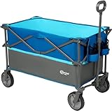 Portal Bollerwagen faltbar 225L XXL Große Ladefläche 120kg belastbar Handwagen mit Getränkehalter...