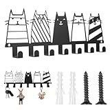 Schlüsselbrett Schwarz, Schlüsselhalter mit 7 Schlüsselhaken für die Wandhaken, Metall...