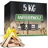 LIVING IT ca. 5 KG Anzündholz Anfeuerholz 10 dm³ I Trocken und Ofenfertig Kammergetrocknet...