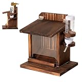 Eichhörnchenhäuser für draußen | Streifenhörnchen-Futterbox mit Wasserflasche – Holz...
